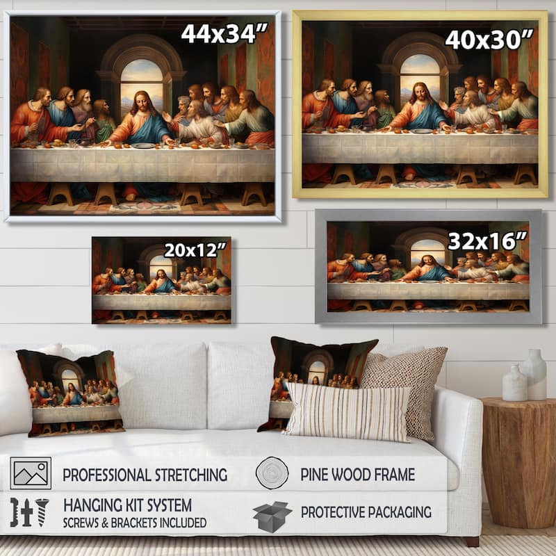 Designart "Masterpiece The Last Supper Of Today" Spiritual Framed Wall Decor
