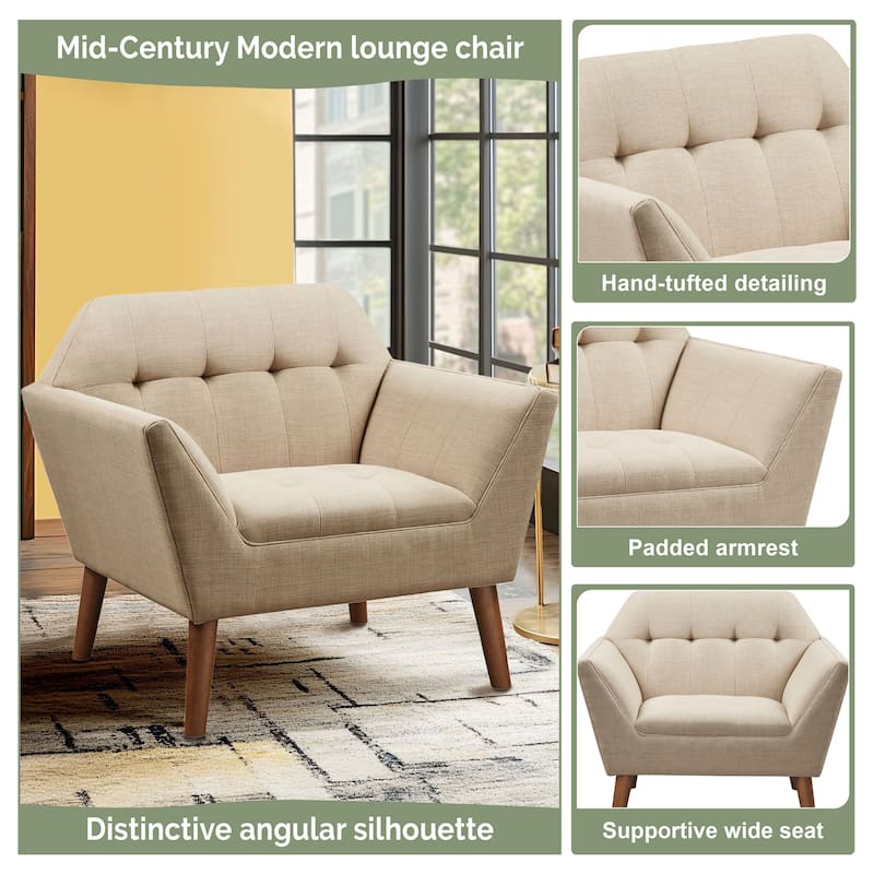INK IVY Newport Wide Mid-Century Modern Lounge Chair