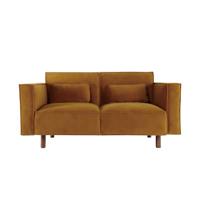 Fabric Upholstered Sofa with Wood Legs, Chartreuse - 63.0"L x 32.3"W x 31.9"H