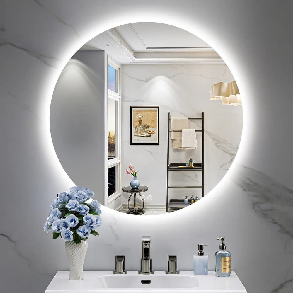 Round Super Bright LED Lighted Anti-fog Wall Bathroom Vanity Mirror, 3-Year Warranty& ETL Certification
