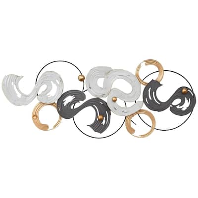Aria Home Spiral Metal Wall Art Landscape Black White Gold Wall Decor