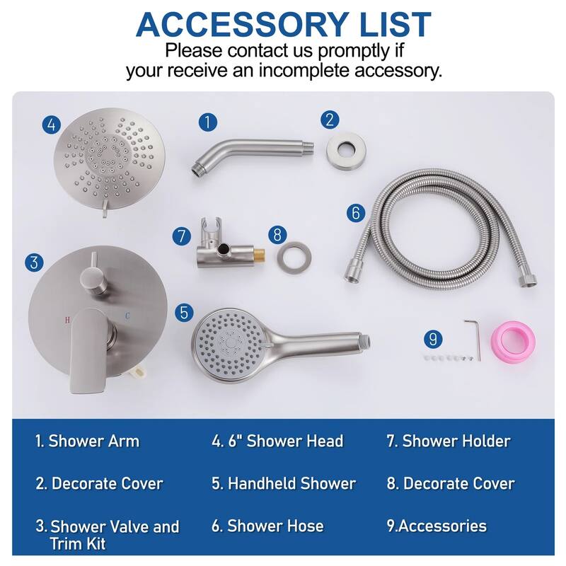 Solid Brass Pressure Balanced Bathroom Shower Faucet Set with 5-Function Rain Shower Head