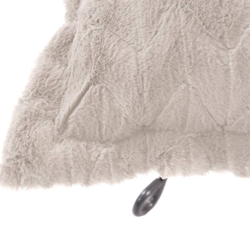 Allan Andrews Scroll Puff Ottoman with Titanium Frame & Cover, Angora Collection