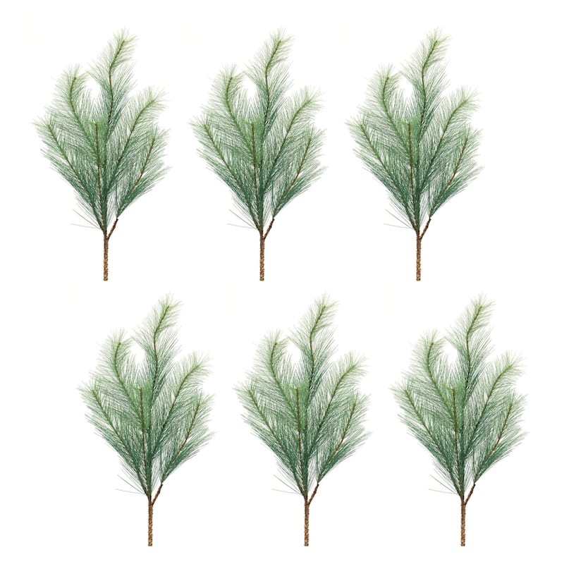 Set of 6 Long Needle Pine Christmas Artificial Sprays 32"