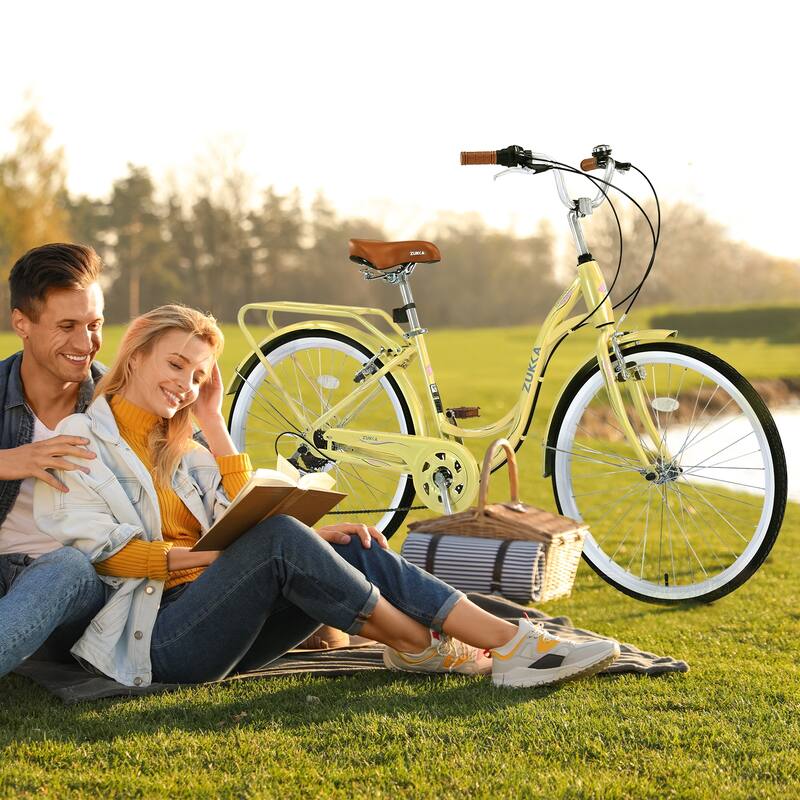 Ladies' Bicycle - Steel Frame, 7 Speeds, Multiple Colors - 24