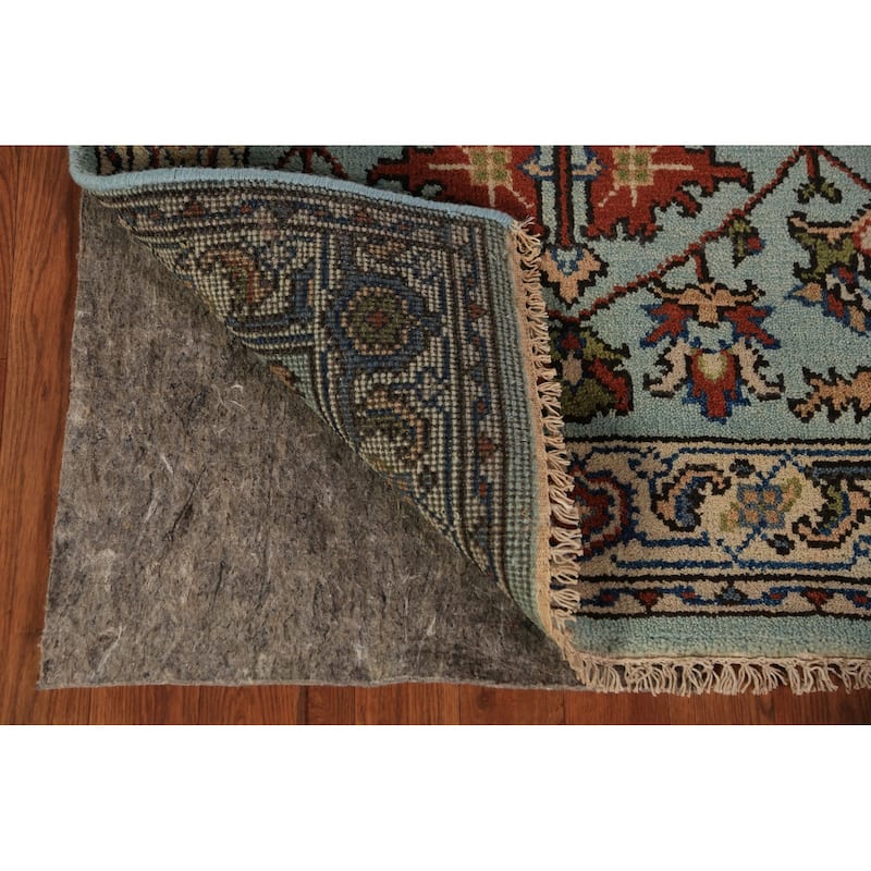 Light Blue Oushak Indian Foyer Rug Handmade Wool Carpet - 2'11"x 5'1"