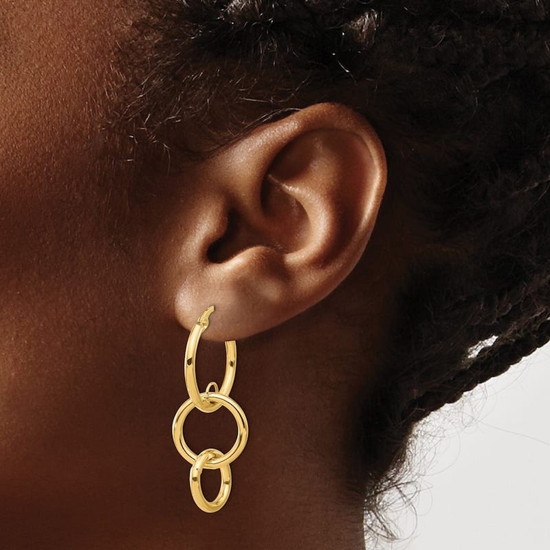 Curata 14k Yellow Gold Polished Double Round Hoop Earrings - 37.47x14.35mm