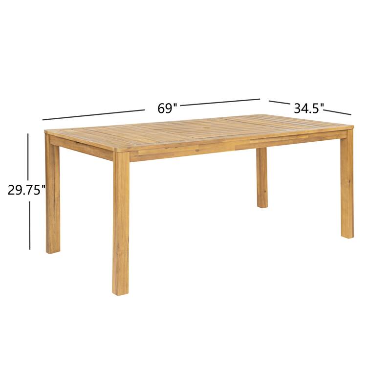 Christopher Knight Home - Solid Acacia Wood Outdoor Patio Dining 5/7-Piece Set with Cushions & Umbrella Hole
