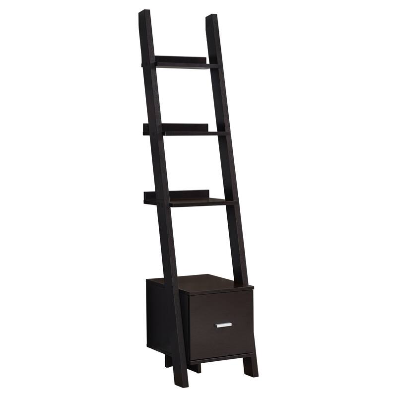 60-Inch High 4-Tier Corner Bookcase with Tray Style Shelves and Modern White Metal Frame for Storage - 60