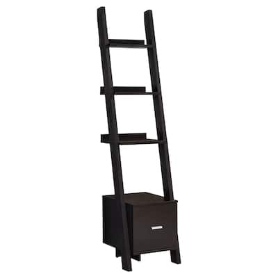 60-Inch High 4-Tier Corner Bookcase with Tray Style Shelves and Modern White Metal Frame for Storage - 60