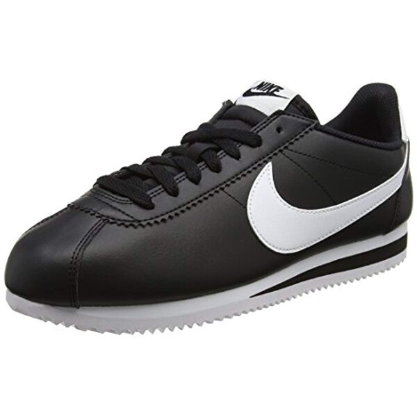 nike cortez leather black white