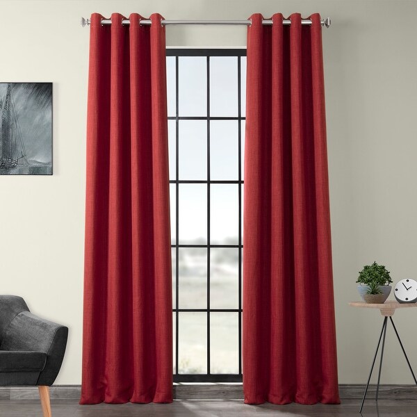 Exclusive Fabrics Faux Linen Grommet Blackout Curtain. Opens flyout.