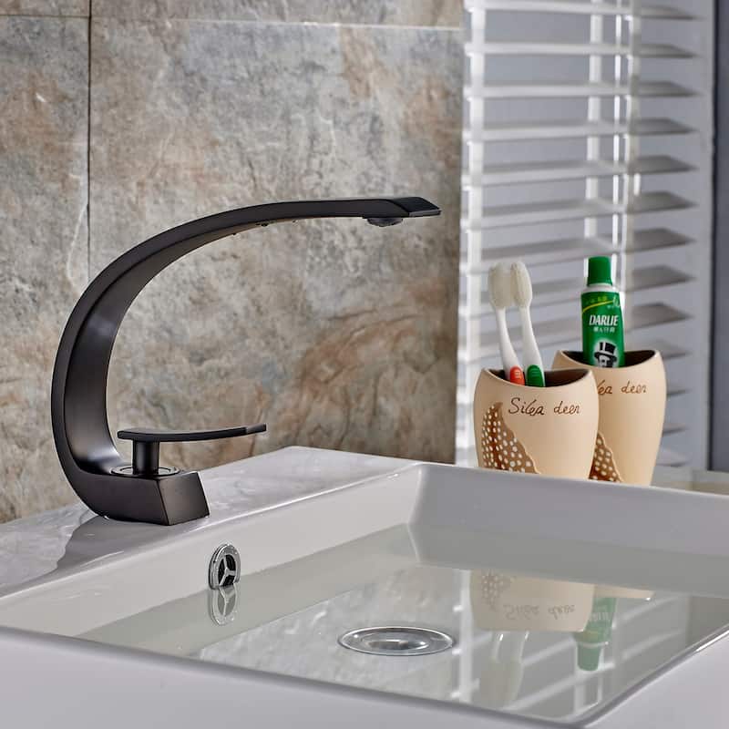 Bathroom Faucet for Bathroom Sink, Black Single Hole Bathroom Faucet Modern Single Handle Vanity Basin Faucet