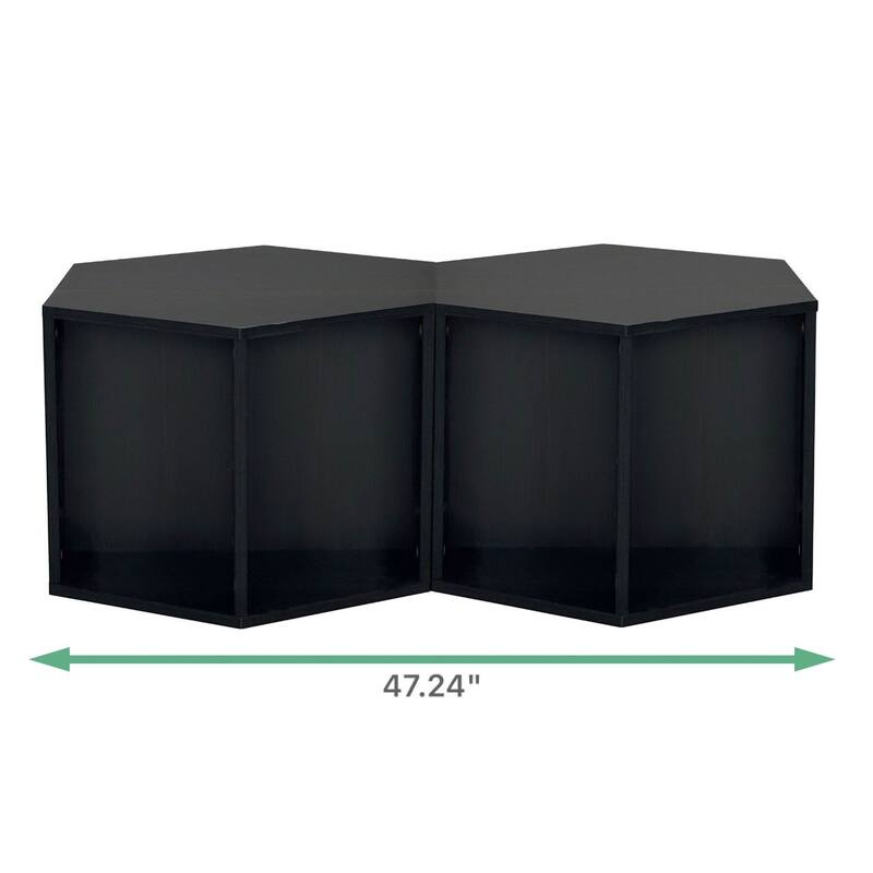 47.24'' Wide Wood Coffee Table with Storage Shelves