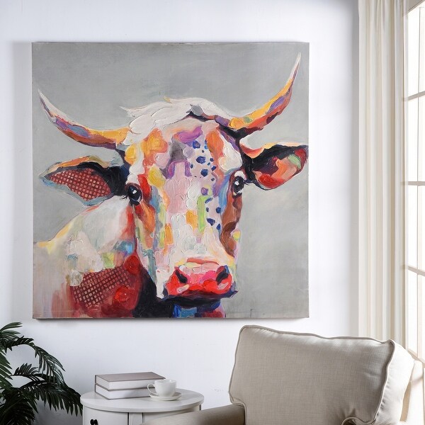 Bessie The Cow Multicolored Stretched Canvas Wall Art - Multi