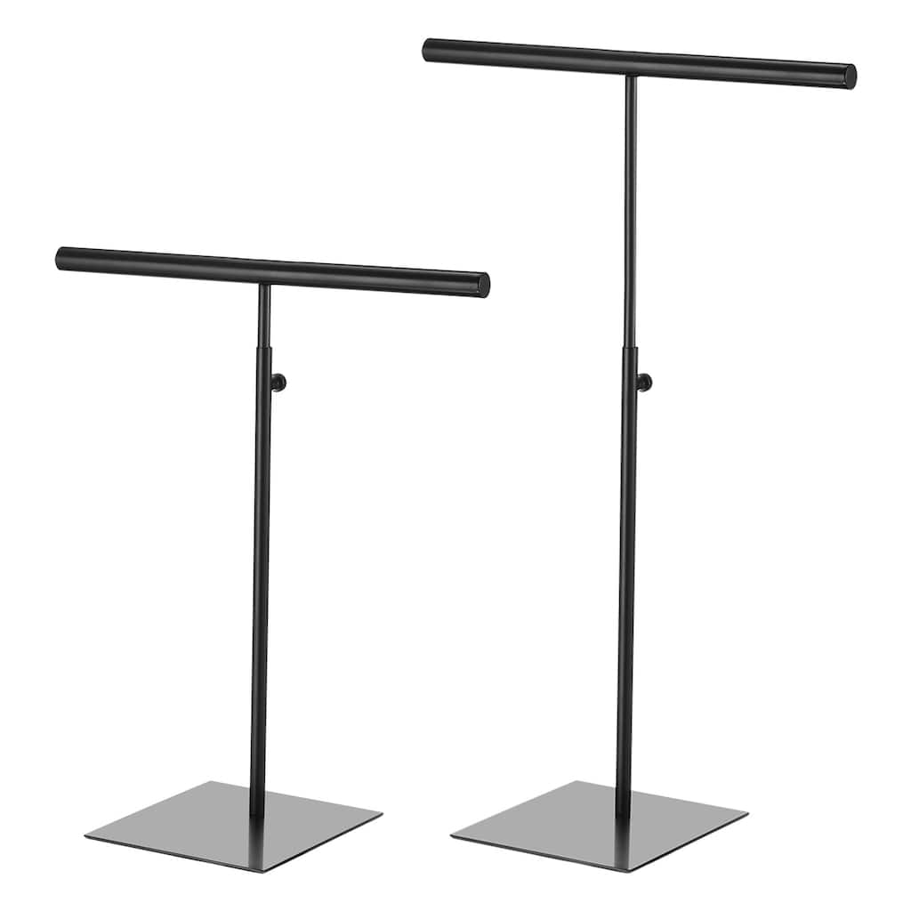 Necklace Display Stand 2 Pack Adjustable Height Jewelry Rack T Bar - Black