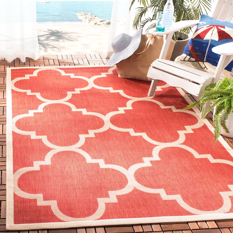 SAFAVIEH Courtyard Maryanne Indoor/ Outdoor Waterproof Patio Backyard Rug - 8' x 11' - Red