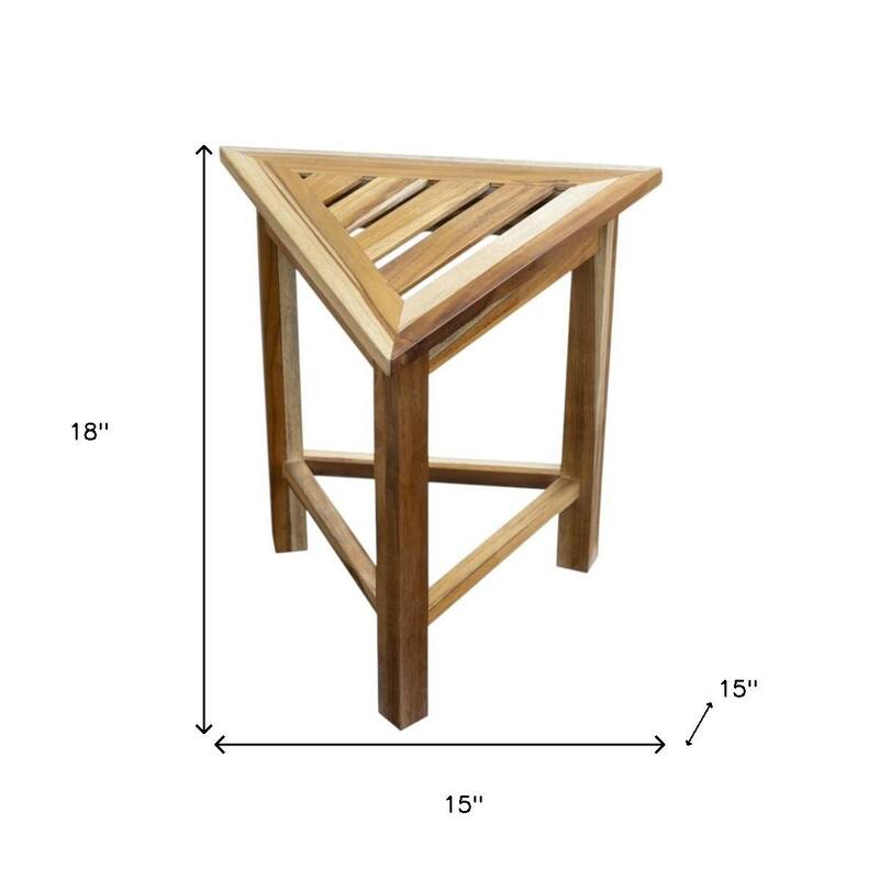 Hotel White Teak 18" Triangle Corner Shower Bench or Shelf