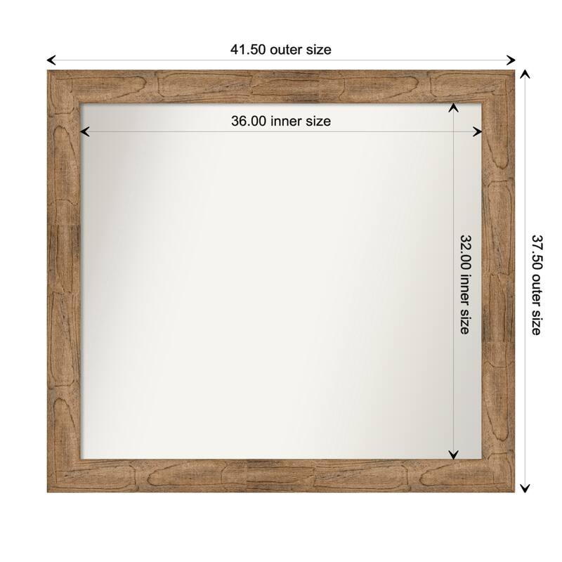 Owl Brown Framed Non-Beveled Custom Wall Mirror, Bathroom Vanity Mirror - Outer Size: 41.5 x 37.5