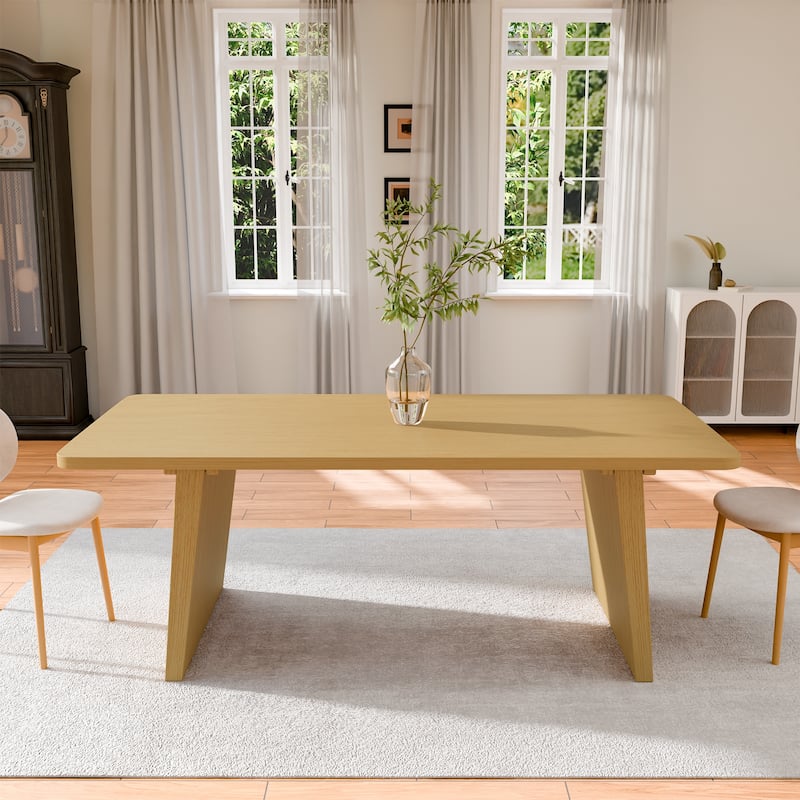 Solid Wood Square Dining Table for 8 People Nordic style - 79*36 - Natural Wood