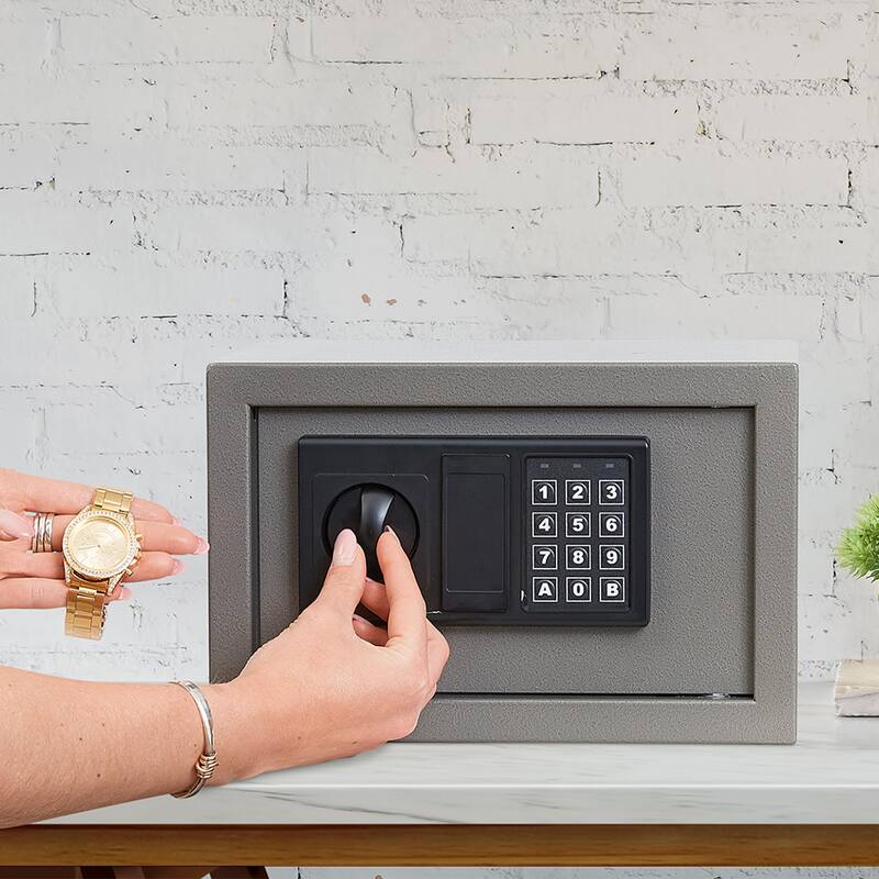 Digital Safe Box - Steel Lock Box with Keypad, 2 Manual Override Keys Protects Money, Jewelry, Passports by Stalwart