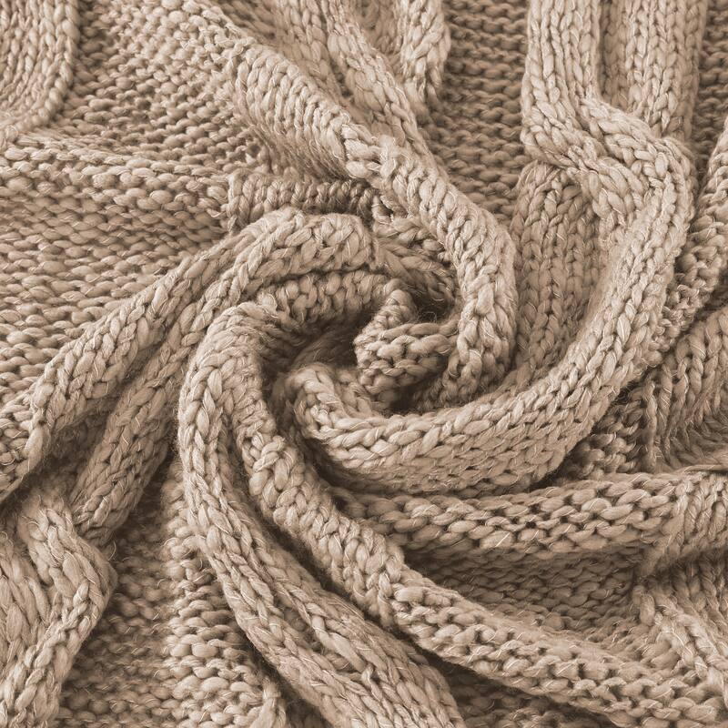 Modern Threads Cable Knit/Sherpa Throw