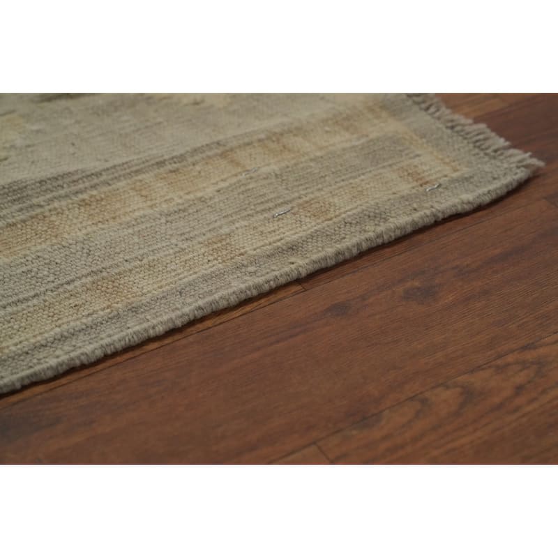 Hand Woven Southwestern Wool Beige Geometric Area Rug - 12' 1'' X 8' 9''