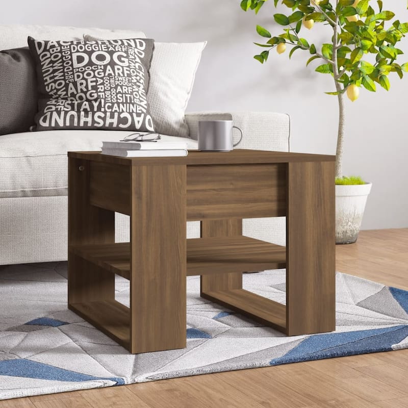 vidaXL Coffee Table End Table Sofa Table Living Room Furniture Engineered Wood - 21.9" x 21.7" x 17.7" - Brown