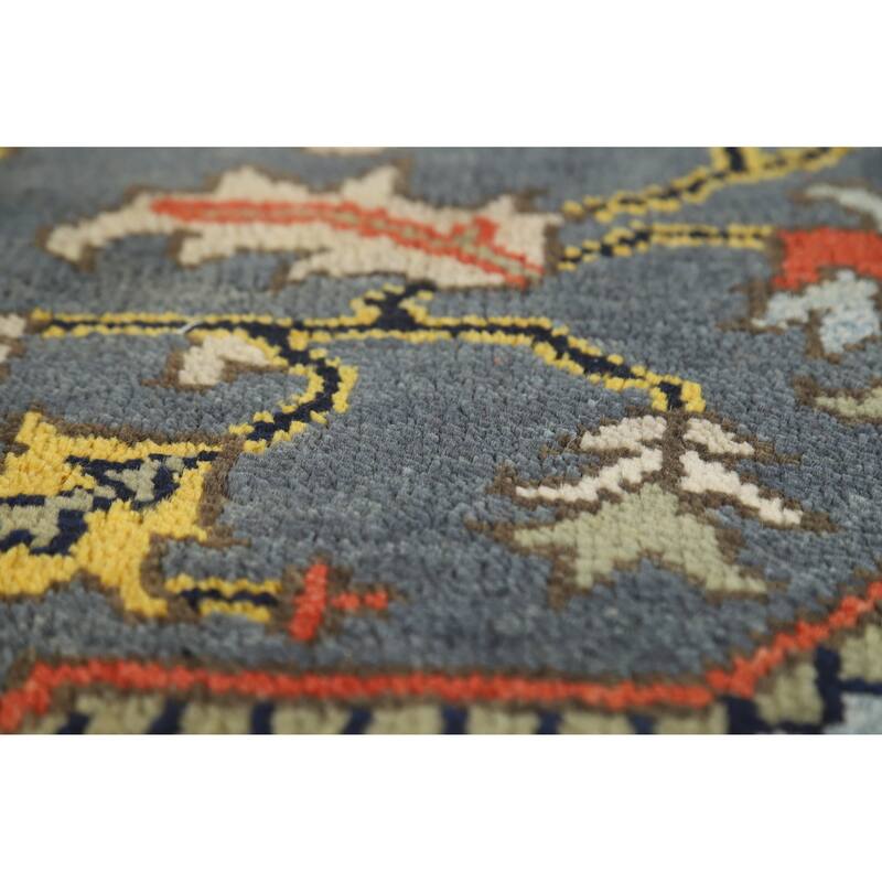 Slate Medallion Heriz Serapi Indian Area Rug Hand-Knotted Wool Carpet - 8'0" x 9'9"