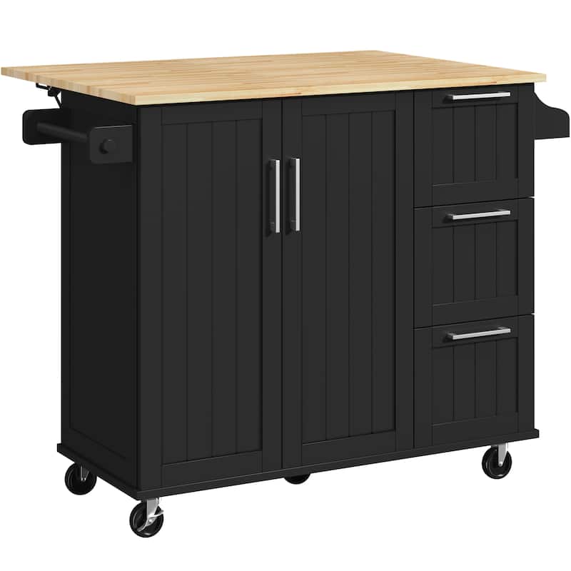 Yaheetech Rolling Kitchen Island Cart with Storage Cabinet and Drawers - N/A