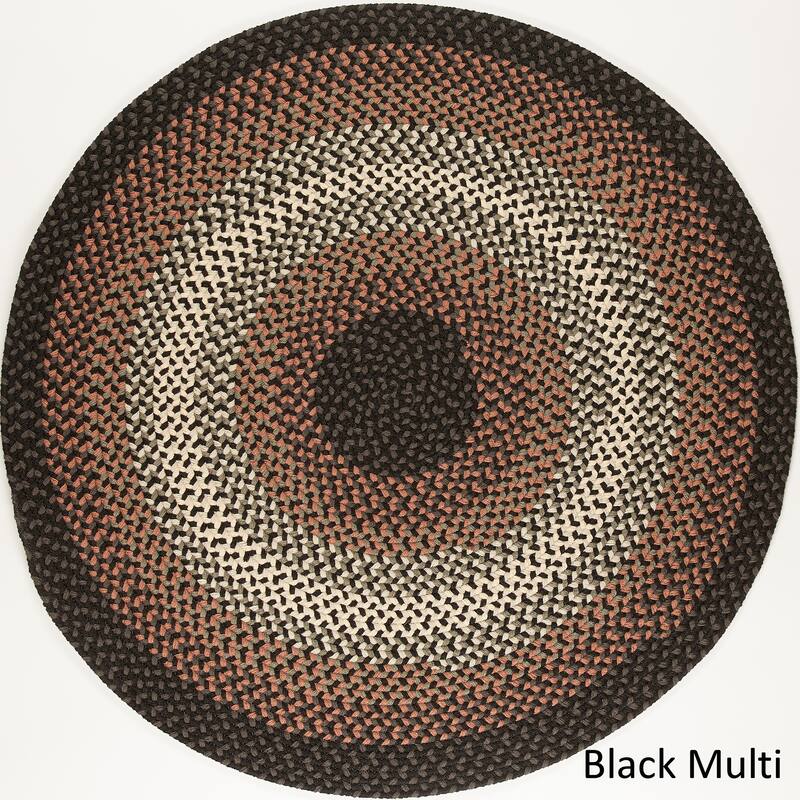 Norfolk Flat-braided Indoor/ Outdoor Rug - 8 ft x 8 ft - Black Multi