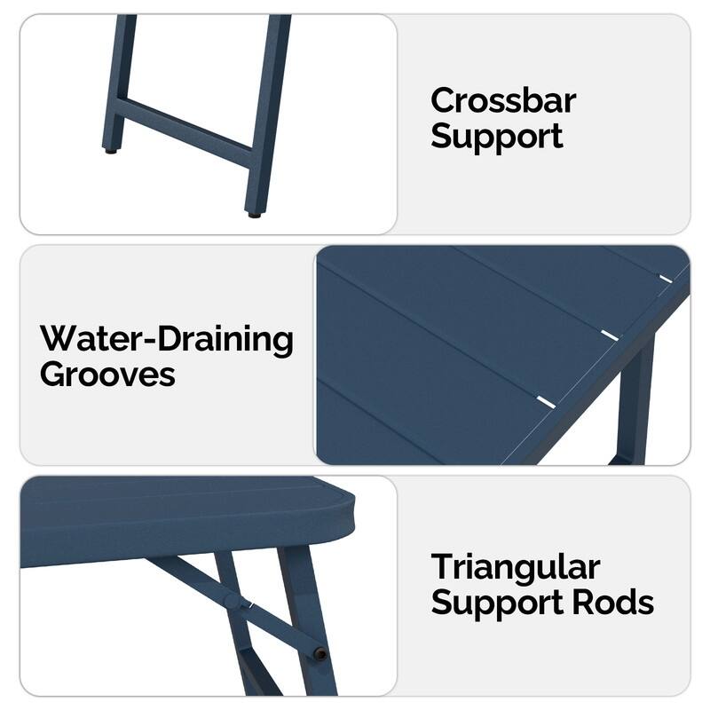 36 in. Folding Rectangle Metal Table,Outdoor Portable Picnic Table