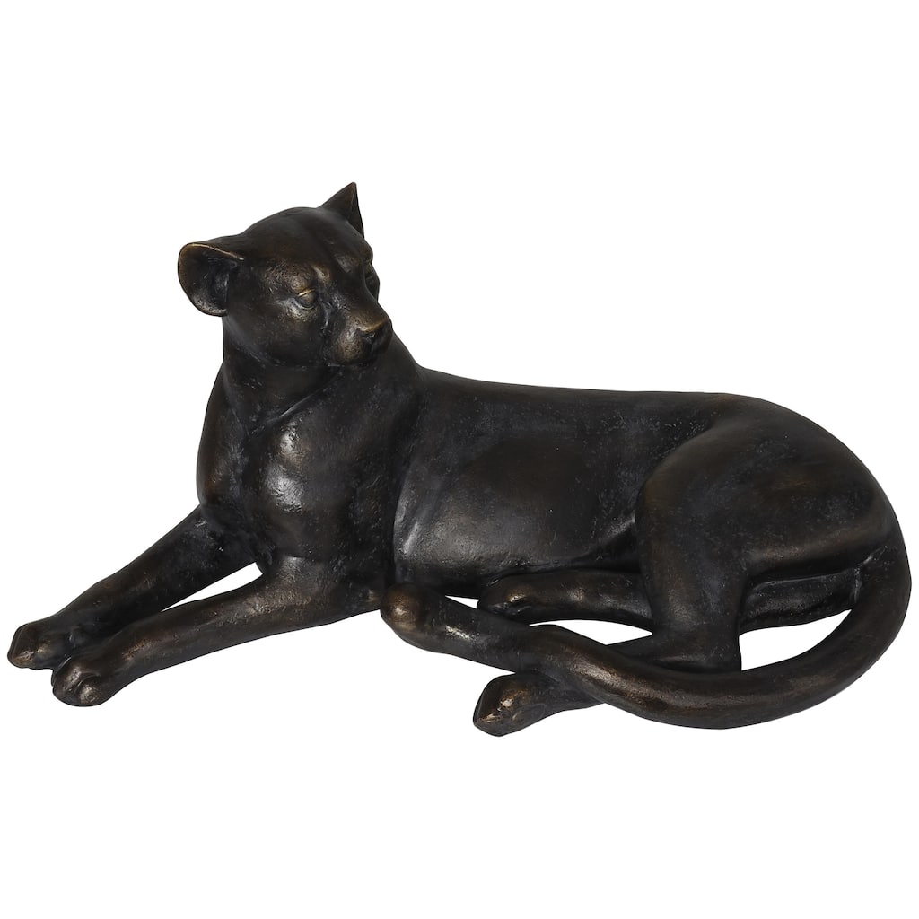 Polystone Leopard Laying Decorative Sculpture - Black - Roche River Decor