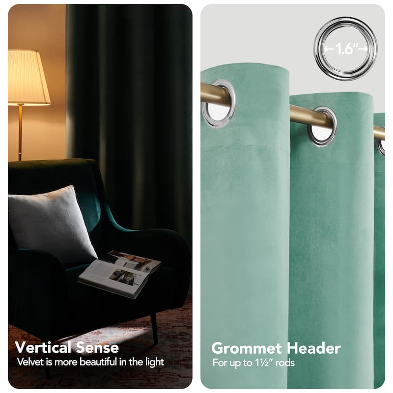 Deconovo Velvet Blackout Curtains, 2 Panels, Thermal Insulated