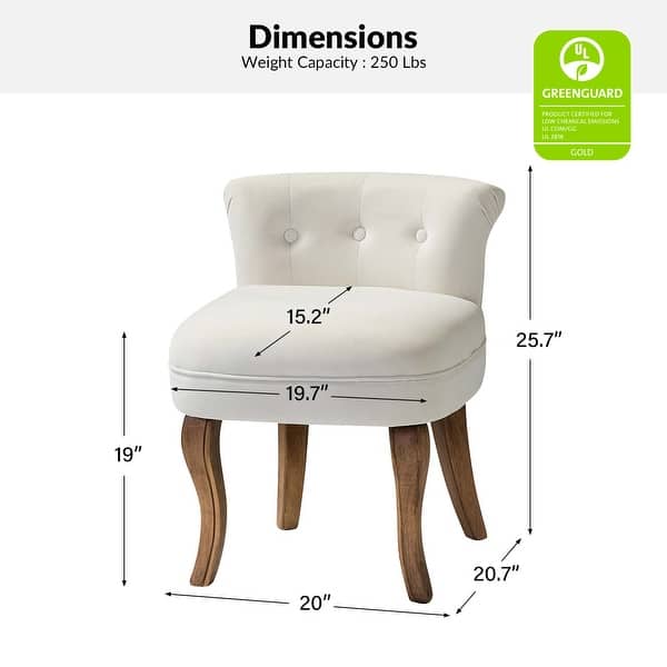 dimension image slide 2 of 8, Xacobo Modern Velvet Tufted Vanity Stool with Wood Base by HULALA HOME