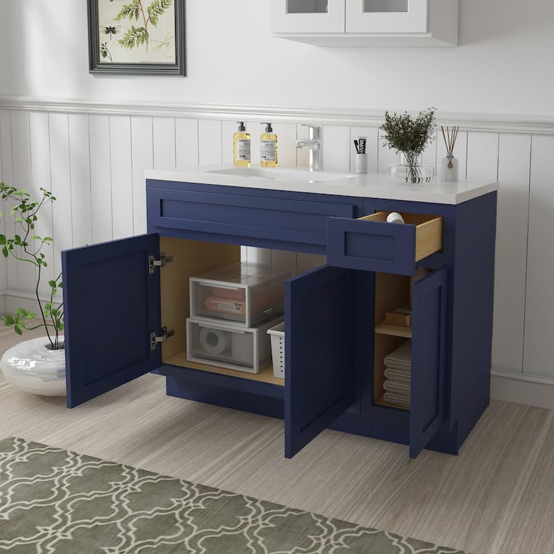 Vanity Art 42" Oak Freestanding Bathroom Vanity Cabinet without Top