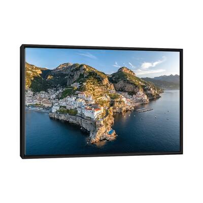 iCanvas "View Of The Amalfi Coast With The Towns Amalfi And Atrani, Gulf Of Naples, Italy" by Jan Becke Framed Canvas Print