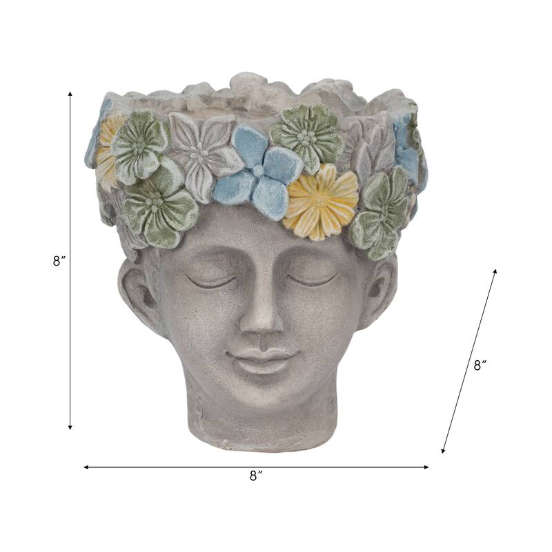 Unique Bust Style Resin Planter or Flower Pot with Crown Detail