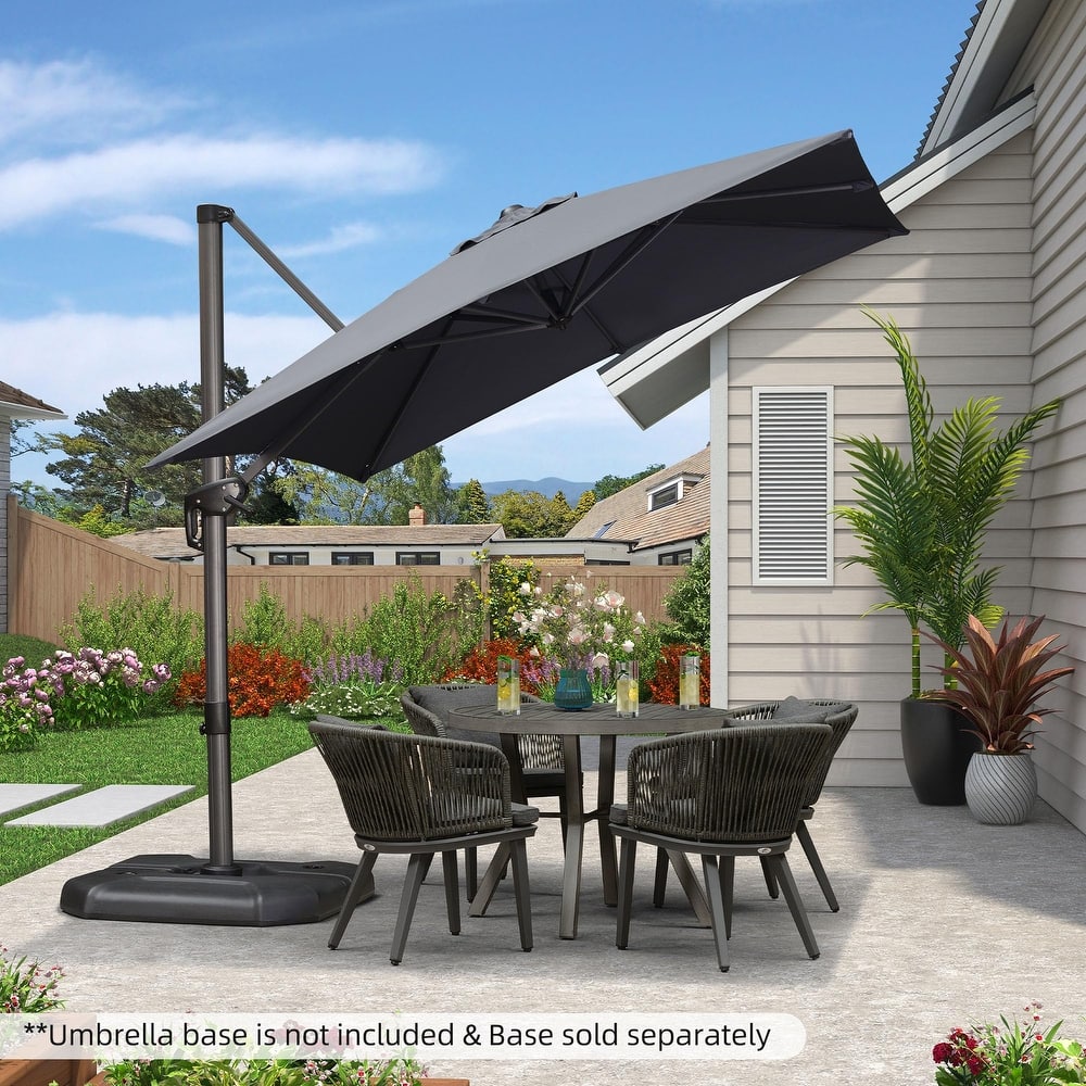 PURPLE LEAF 8 ft Square 360 Degree Rotation Patio Cantilever Umbrella