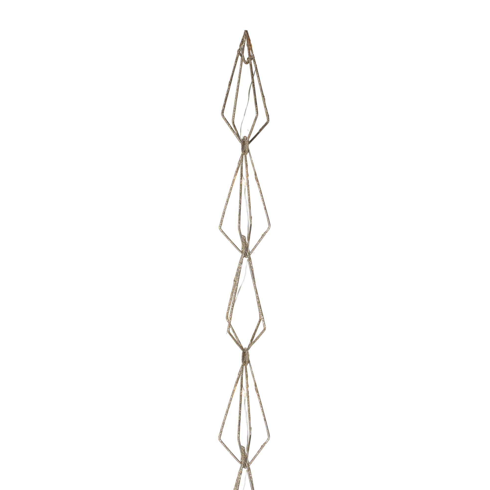 6ft LED Lighted B/O Gold Wire Diamond Christmas Garland - Warm White Lights - 6'