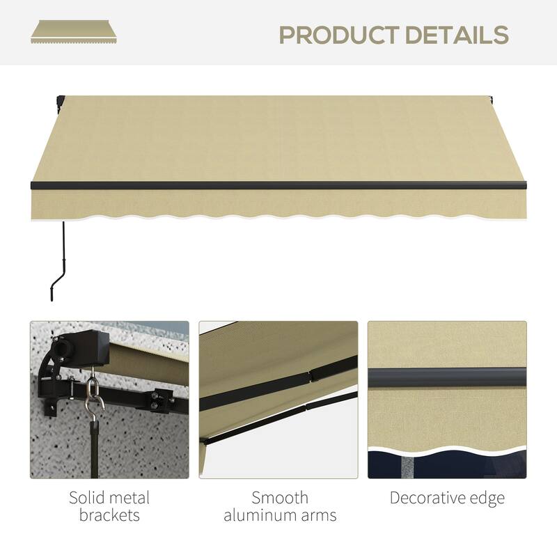 8' x 6.5' Manual Retractable Patio Awning with UV-Resistant Fabric & Adjustable Tilt for Deck, Balcony or Yard
