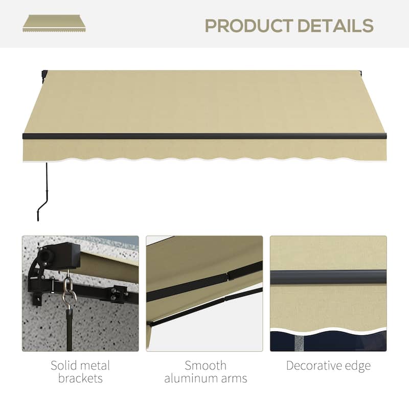 Outsunny 8' x 6.5' Retractable Awning, Patio Awning Sunshade Shelter with Manual Crank Handle, 280gsm UV Resistant Fabric