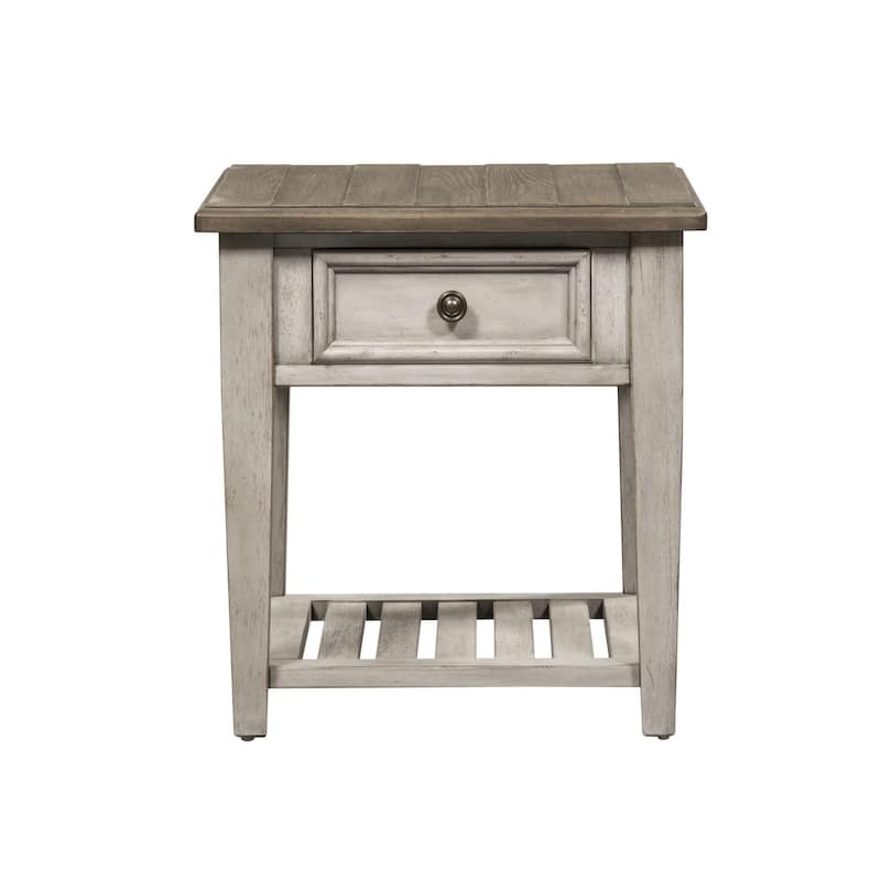 Heartland Antique White Living Room Table Set 3 Piece with Coffee Table, Side Tables