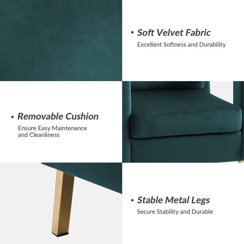 Valentina Modern Upholstered Accent Armchair with Gold Legs Set of 2 by HULALA HOME