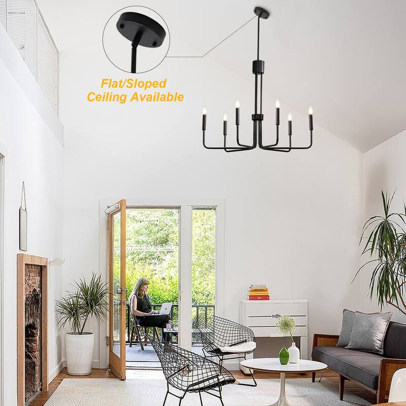 6-Light Candle Style Modern Chandelier for Dining Room