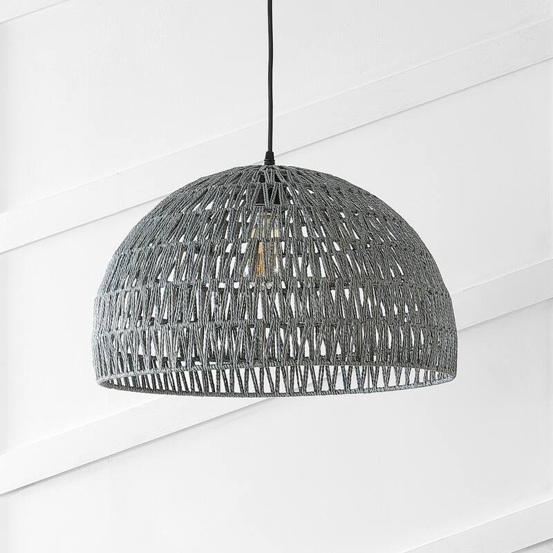 Jigu 1-Light Woven Rattan/Iron LED Pendant, by JONATHAN Y