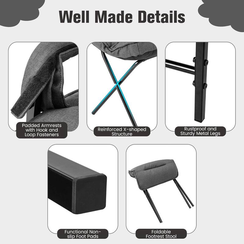 Gymax Modern Accent Chair with Ottoman Linen Fabric Arm Chair with