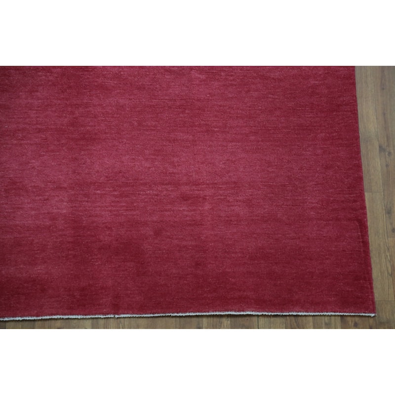Hand Knotted Oriental 100% Wool Carpet Modern Solid Pink Gabbeh Area Rug - 9' 2'' X 6' 2''