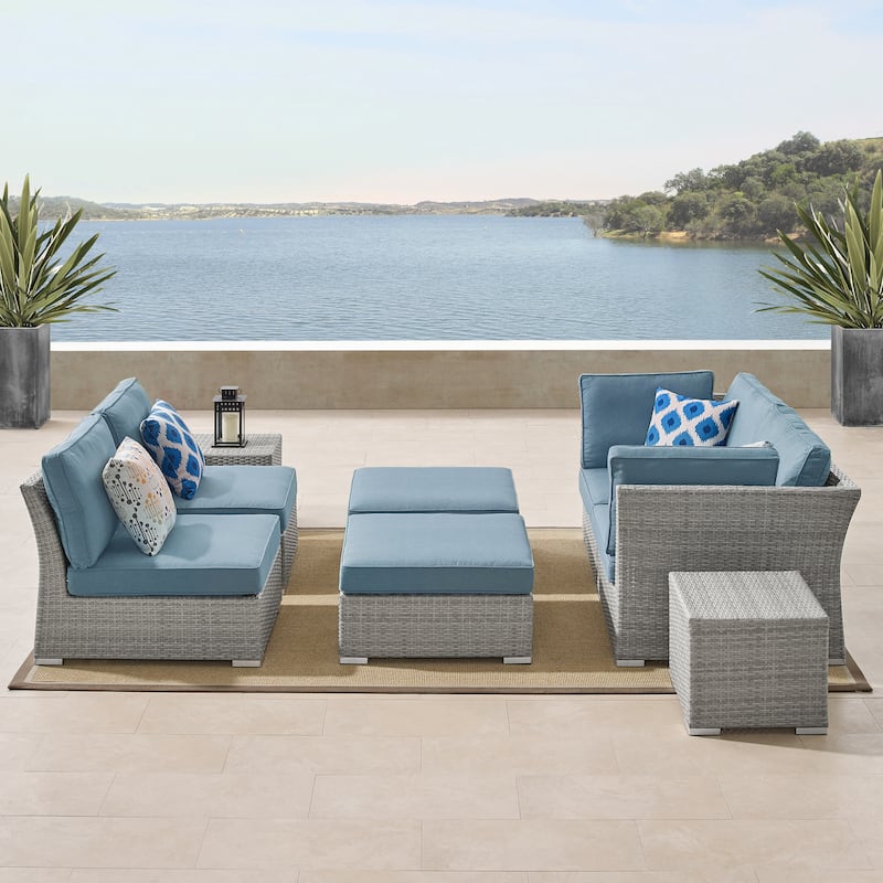Corvus 8-piece Aluminum Wicker Patio Sectional Conversation Set