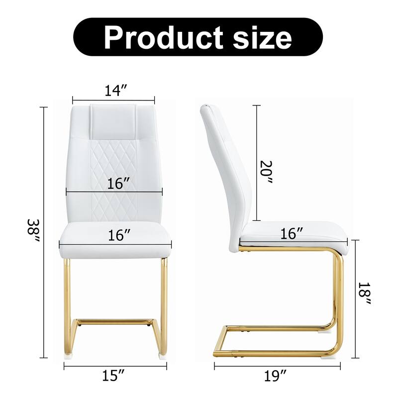 Upholstered Faux Leather Dining Chairs Set of 6, Modern Armless Kitchen Chairs Home Office Side Chair with Metal Legs